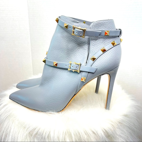 Valentino Grey Studded Heeled Bootie